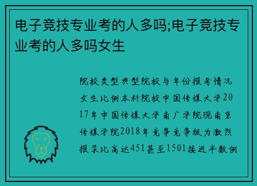 电子竞技专业考的人多吗;电子竞技专业考的人多吗女生